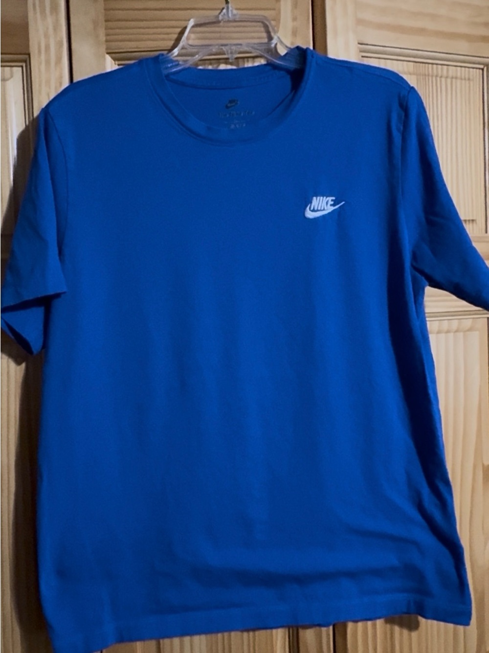 Nike Men's Blue Crewneck Short-Sleeve Tee with White Swoosh